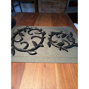 2 Michael Aram Leaf Vine Trivets Metal 8” And 11” Signed